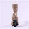 Miss Elastic High Heel Point Ankle Boot - Beige Snake